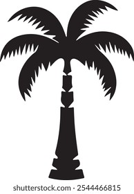 Palm tree silhouette vector with white backdround.