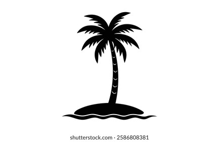Palm tree silhouette white background