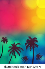Palm tree silhouettes with bokeh lights