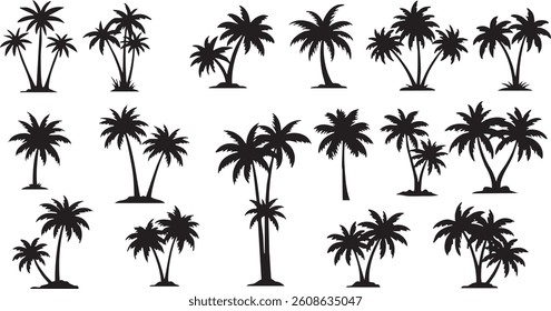 Palm Tree Silhouettes Collection Vector