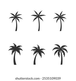 Palm Tree Silhouetten Set - Schwarz und Weiß minimalistische Palm Icons.