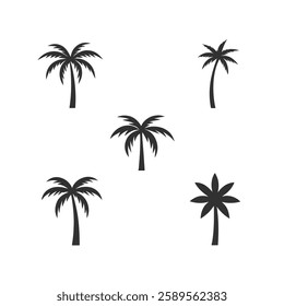 Palm Tree Silhouettes Set - Black and White Minimalist Palm Icons.