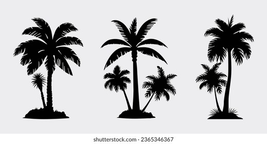 Palm tree silhouettes, palm tree summer logo template,