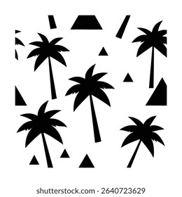 Palm Tree Silhouettes with Triangle Coconut Detail