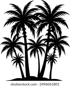 Ilustración vectorial de siluetas de palmeras