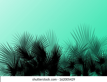 Palm tree silhouettes wild nature landscape background illustration vector