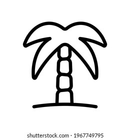 Palm tree, simple icon. Black linear icon with editable stroke on white background