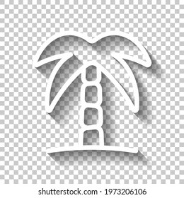 Palm tree, simple icon. White linear icon with editable stroke and shadow on transparent background
