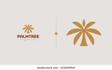 Palm Tree Simple Line Logo Template. Universal creative premium symbol. Vector illustration. Creative Minimal design template. Symbol for Corporate Business Identity