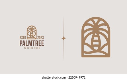 Plantilla de logotipo de línea simple de árbol de palmas. Símbolo universal creativo premium. Ilustración vectorial. Plantilla de diseño Mínimo Creativo. Símbolo de identidad empresarial