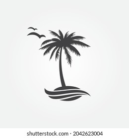 Palm tree simple logo. Coconut tree sihouette holiday symbol