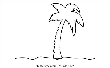 Palm tree single Continuous line art illustration
