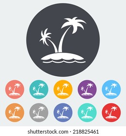 Palm Tree. Single Flat Icon On The Circle. Vector Illustration.