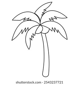 Palm tree  single line art, continuous one line drawing of  Isolated outline vector icon 