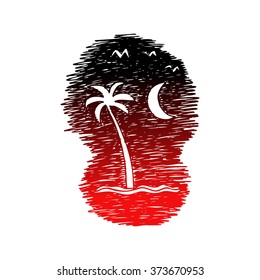 Palm tree. Sketchy style.