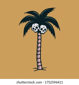 PALM TREE WITH SKULLS BLACK COLOR BACKGROUND