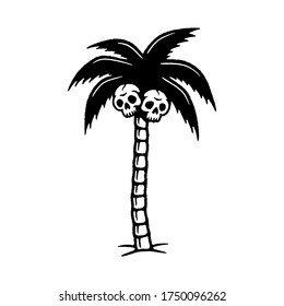 PALM TREE WITH SKULLS BLACK WHITE BACKGROUND