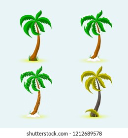 Palm tree in the snow. Vector illustration.