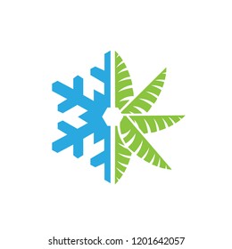 Palm Tree Snowing Logo Vector
