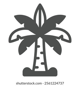 Palm tree solid icon, vacation island concept. Vector graphics. Summertime resort sign on white background, glyph style icon for mobile or web design