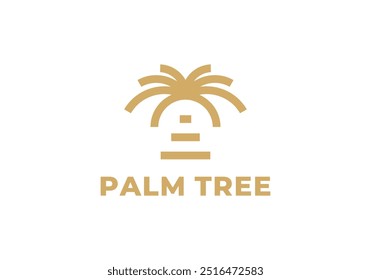 palm tree with stairs abstract logo design template	
