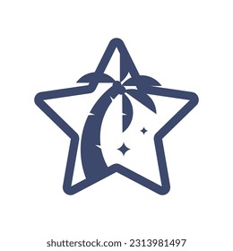 Palm tree with star shape icon vector isolated on white background for your web and mobile app design, Palm tree logo concept