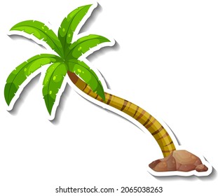 Palmbaumaufkleber einzeln auf weißem Hintergrund, Vektorgrafik