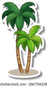 Pegatina de árbol de palma aislada en ilustración de fondo blanco