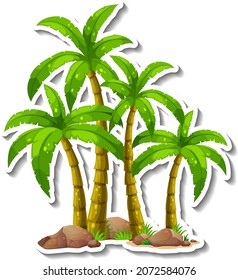 Palm tree sticker isolated on white background illustration