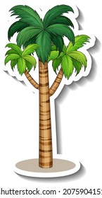 Palm tree sticker isolated on white background illustration
