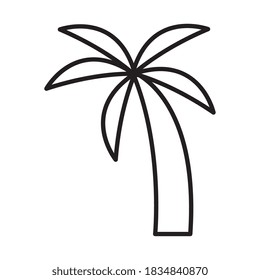 Palm tree sticker and line style icon design, Beach summer vacation tropical relaxation outdoor nature tourism relax lifestyle and paradise theme Vector illustration
