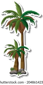 Palm tree sticker on white background illustration
