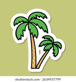 Etiqueta engomada de la palmera, símbolo de las vacaciones de verano, elemento del diseño del Vector