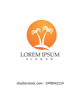 Palm tree summer coconut tree logo vector 