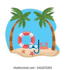 Palm tree and summer icon set design