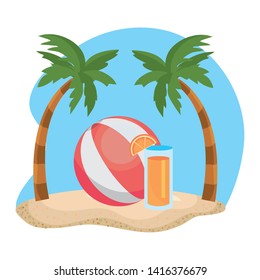 Palm tree and summer icon set design