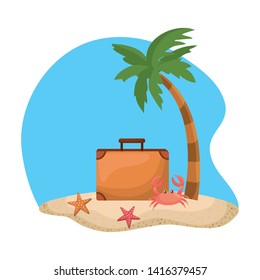 Palm tree and summer icon set design