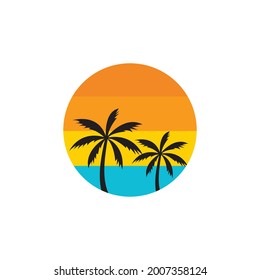 palm tree summer icon vector illustration template design