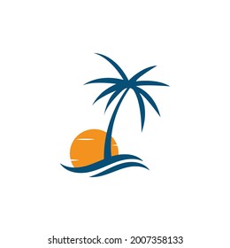 palm tree summer icon vector illustration template design