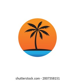 palm tree summer icon vector illustration template design