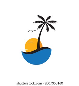 palm tree summer icon vector illustration template design