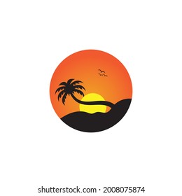 palm tree summer icon vector illustration template design