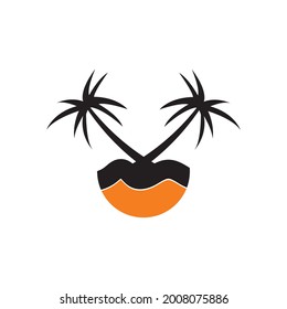 palm tree summer icon vector illustration template design