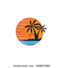palm tree summer icon vector illustration template design