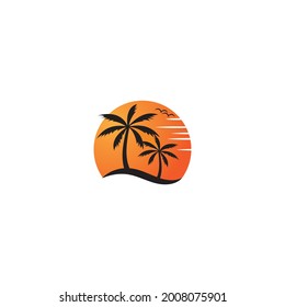 palm tree summer icon vector illustration template design