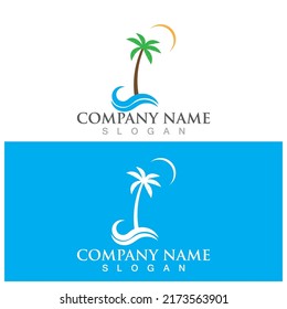 palm tree summer icon vector illustration template design