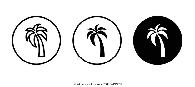 Palm tree summer icons button, vector, sign, symbol, logo, illustration, editable stroke, flat design style isolated on white