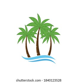Palm tree summer illustration logo template vector design