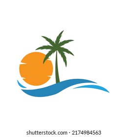 Palm tree summer illustration logo template vector design