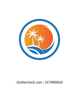 Palm tree summer illustration logo template vector design